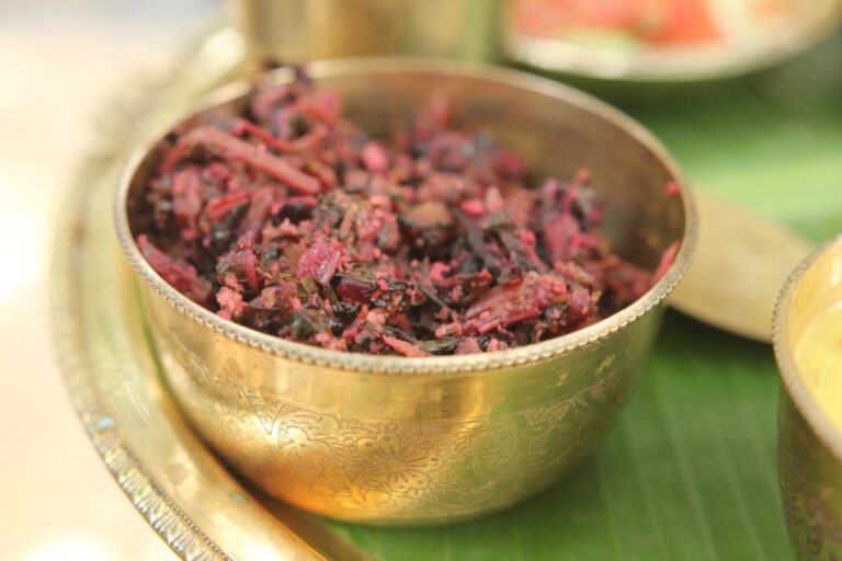 saatvic Indian vegetable dish in yellow utensil